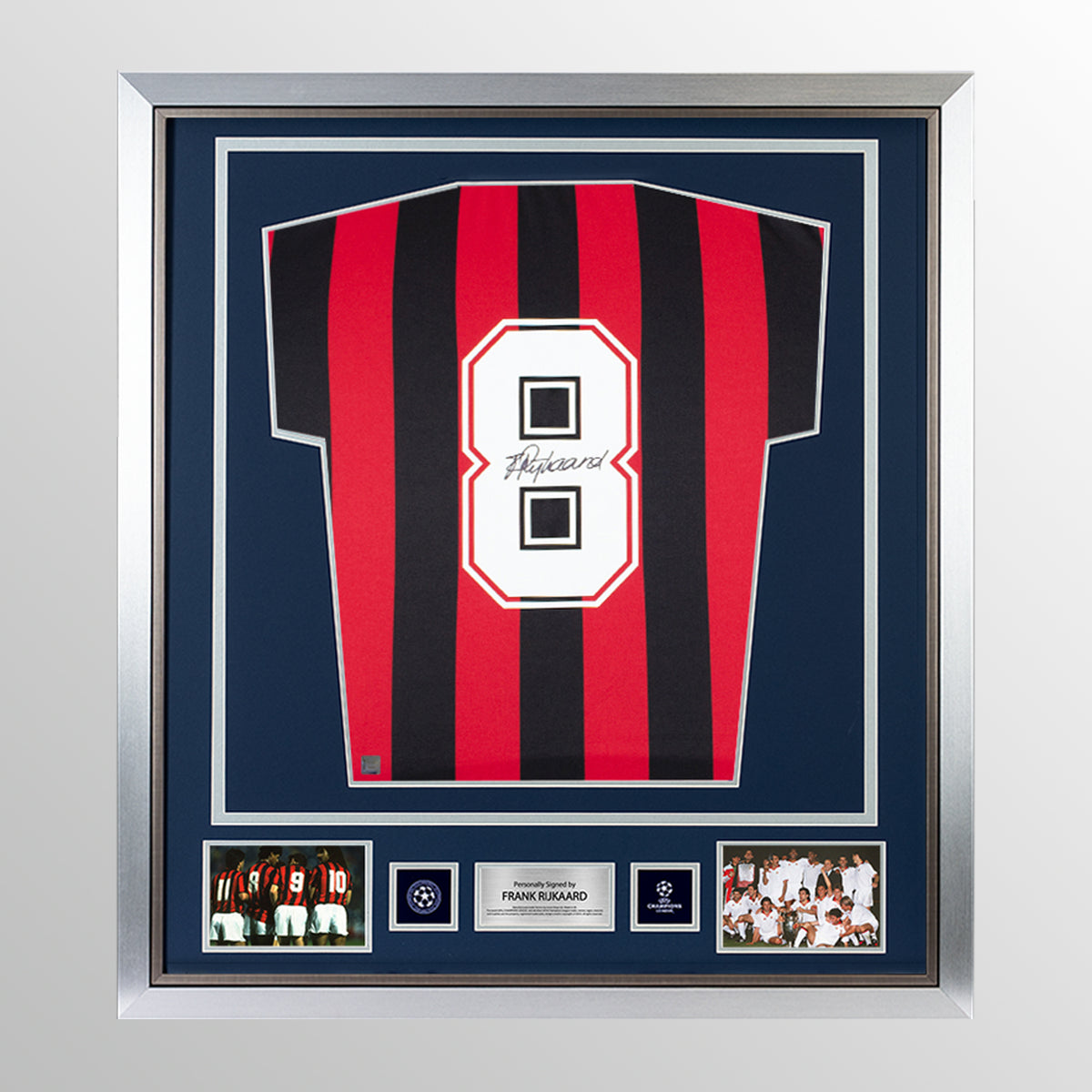 Frank Rijkaard Official UEFA Champions League Back Signed and Framed AC Milan Home Shirt UEFA Club Competitions Online Store
