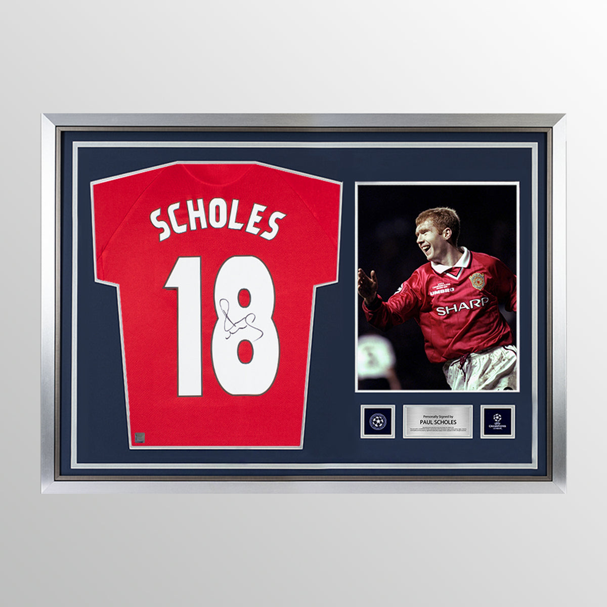 Paul Scholes Official UEFA Champions League Back Signed and Hero Framed 1999 Manchester United Home Shirt: UCL Edition UEFA Club Competitions Online Store