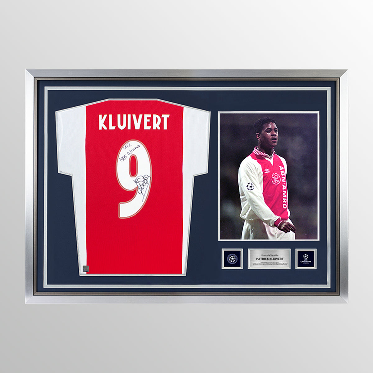 Patrick Kluivert Official UEFA Champions League Back Signed and Hero Framed Modern AFC Ajax Home Shirt: 1995 UEFA Champions League Winner Edition UEFA Club Competitions Online Store