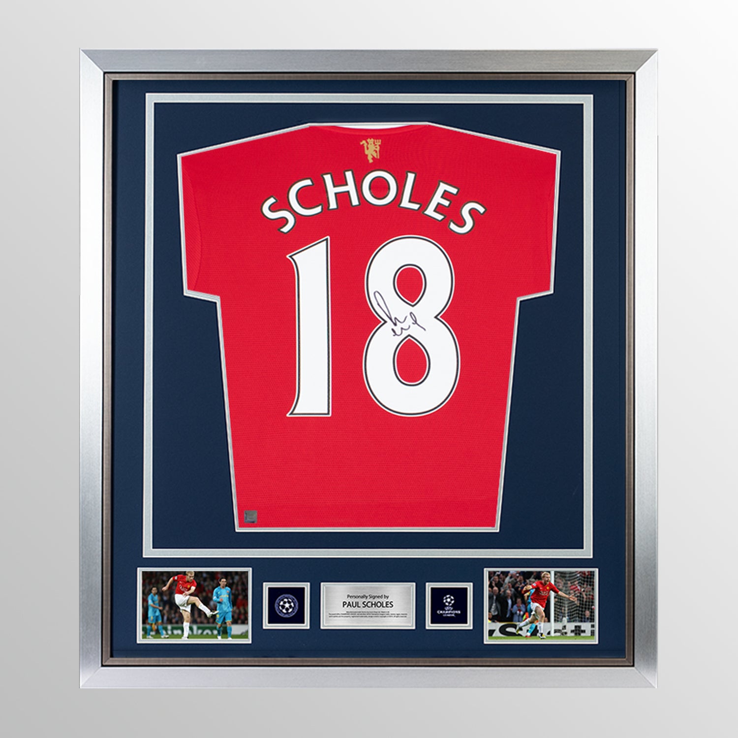 Paul Scholes Official UEFA Champions League Back Signed and Framed Manchester United 2021-22 Home Shirt UEFA Club Competitions Online Store