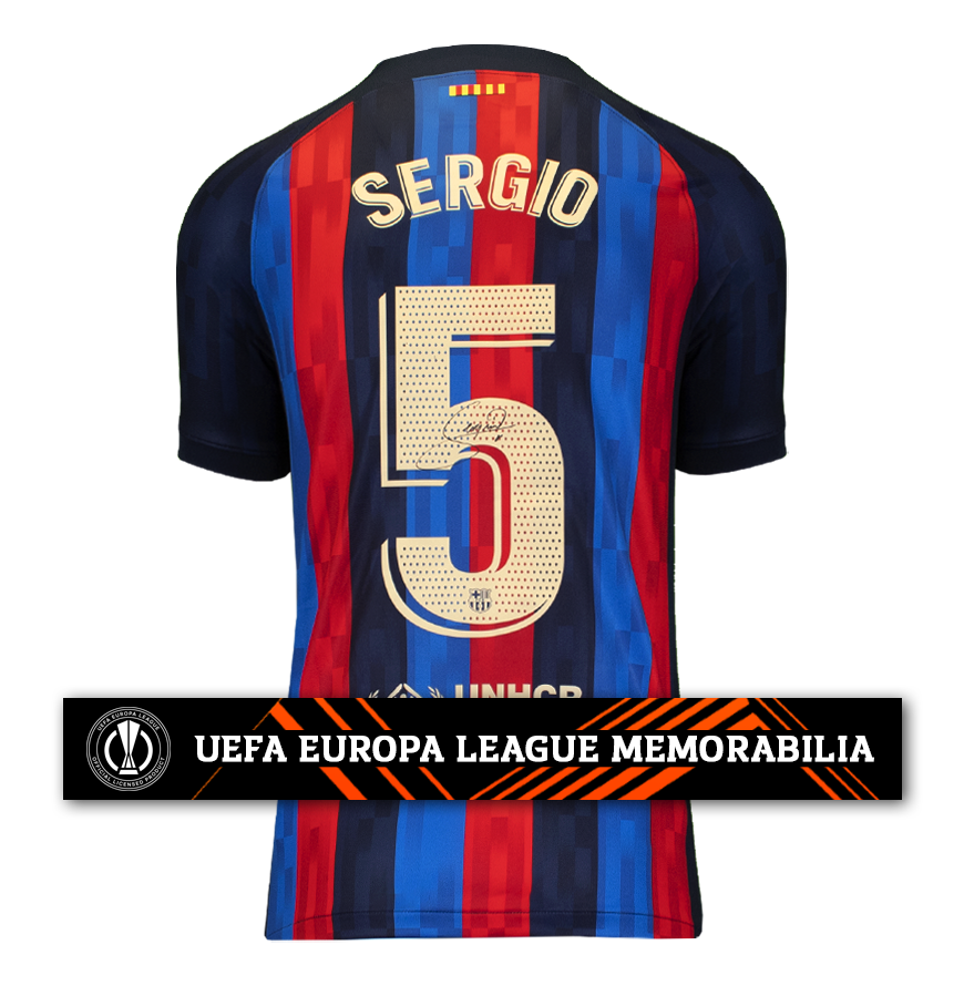 binnen Confronteren beginsel Sergio Busquets Official UEFA Europa League Back Signed FC Barcelona 2
