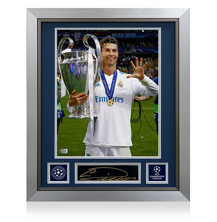Cristiano Ronaldo Official UEFA Champions League Signed Plaque and Photo Frame: 2018 Winner