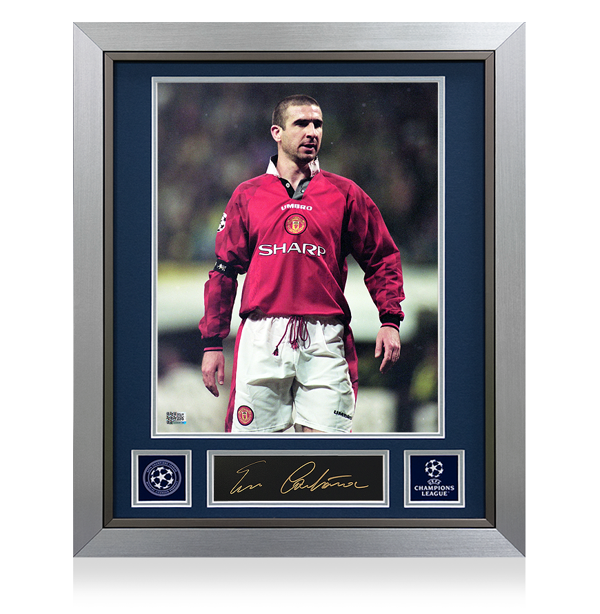 Eric Cantona Official UEFA Champions League Signed Plaque and Photo Frame: Manchester United Icon