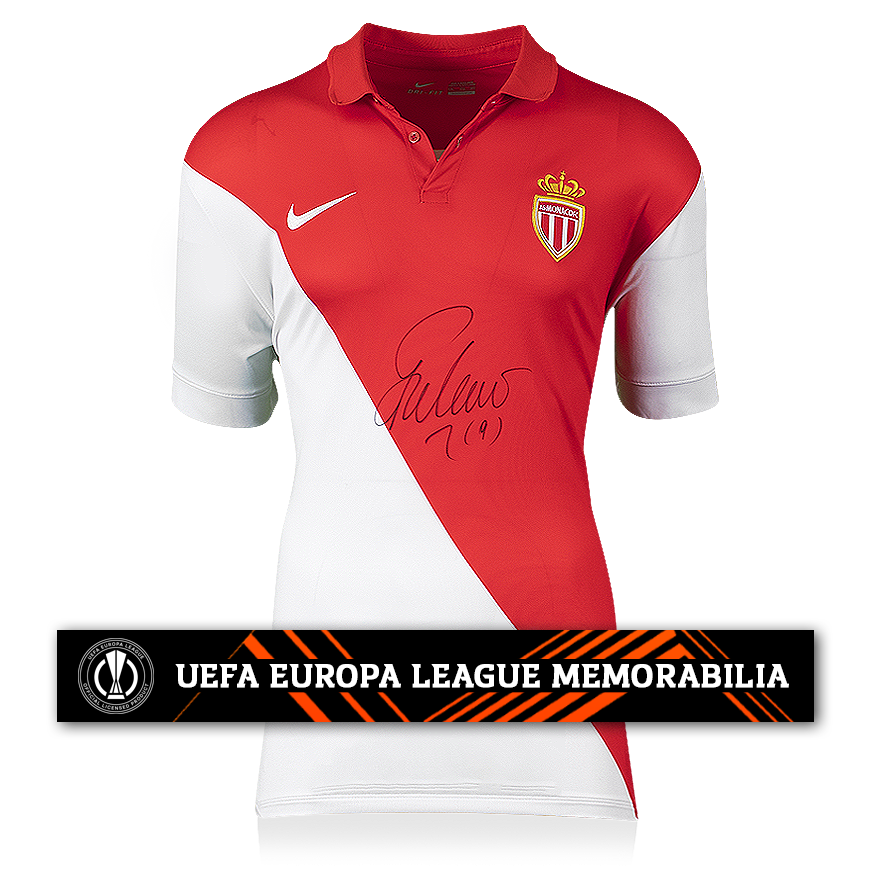 Radamel Falcao Official UEFA Europa League Front Signed 2014-15 AS Monaco Home Shirt
