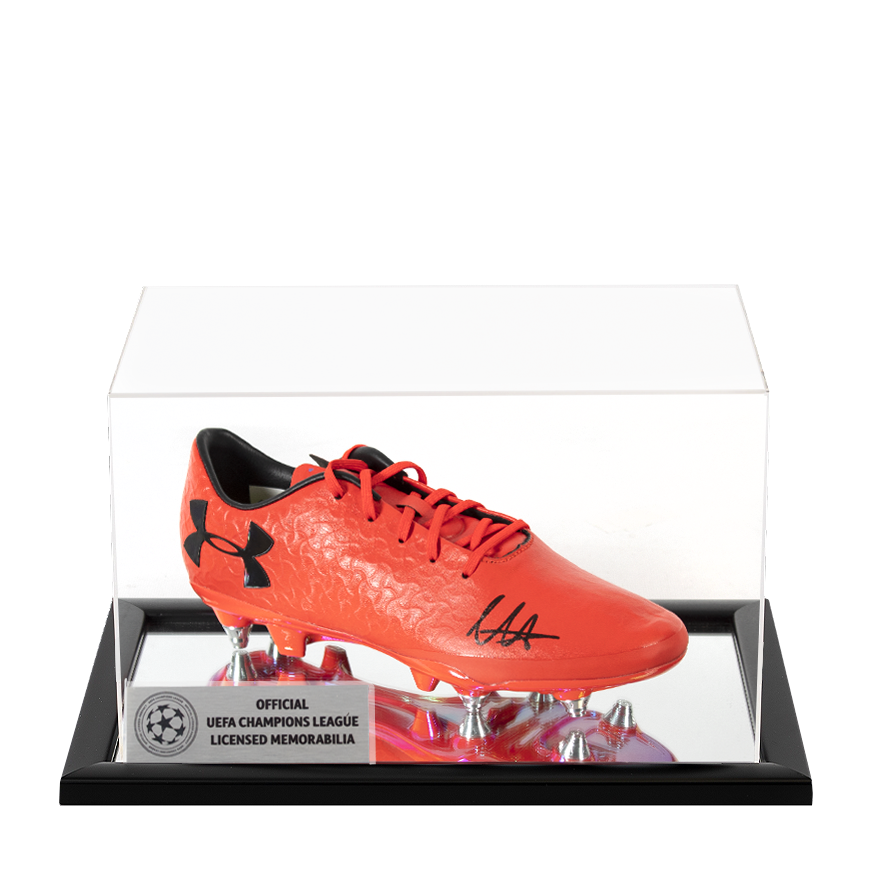 Trent Alexander-Arnold Official UEFA Champions League Signed Under Armour Boot In Acrylic Case