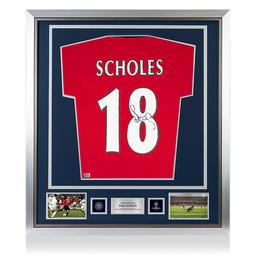 Paul Scholes Official UEFA Champions League Back Signed and Framed 1999 Manchester United Home Shirt: Premier League Edition UEFA Club Competitions Online Store