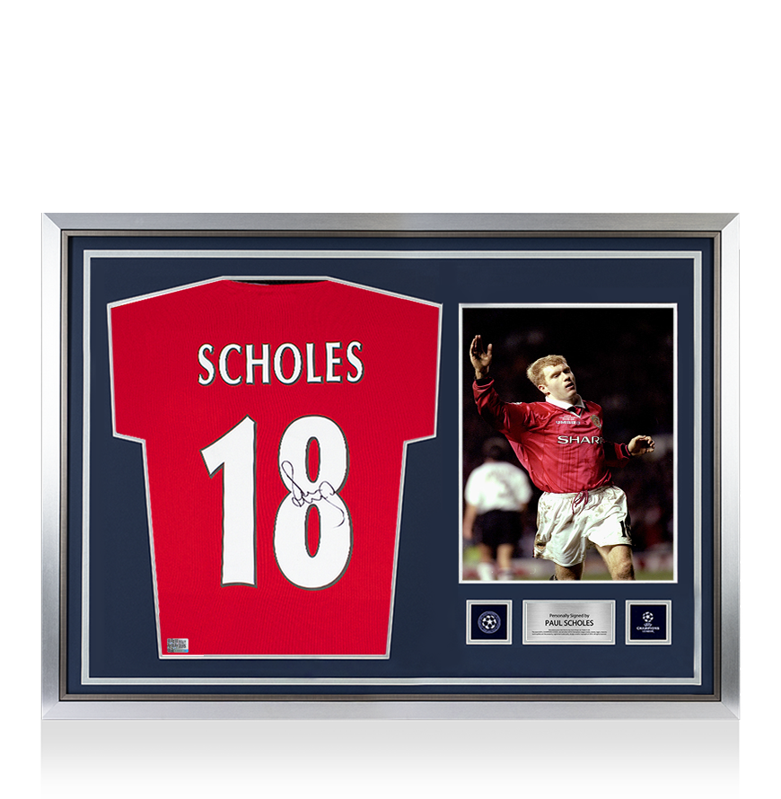 Paul Scholes Official UEFA Champions League Back Signed and Hero Framed 1999 Manchester United Home Shirt: Premier League Edition UEFA Club Competitions Online Store