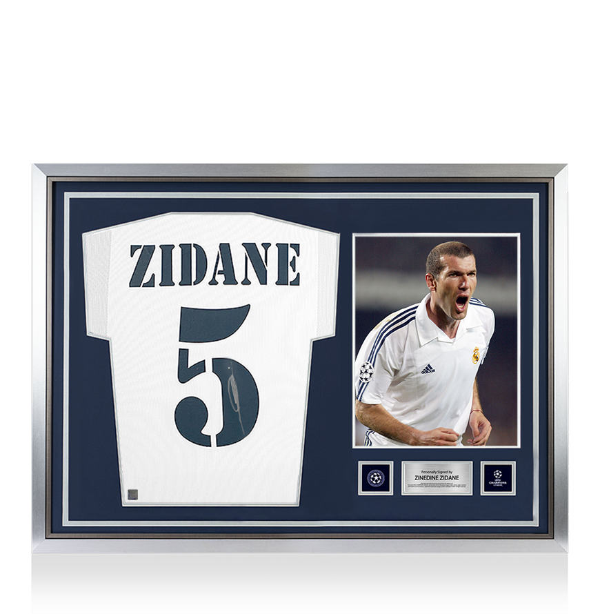 Zinedine Zidane Official UEFA Champions League Back Signed and Hero Framed Real Madrid 2002-03 Home Shirt UEFA Club Competitions Online Store