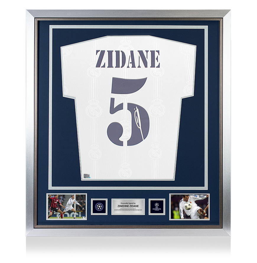 Zinedine Zidane Official UEFA Champions League Back Signed and Framed Real Madrid 2022-23 Home Shirt With Fan Style Numbers UEFA Club Competitions Online Store