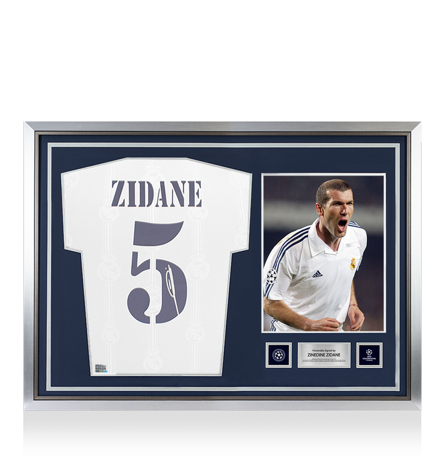 Zinedine Zidane Official UEFA Champions League Back Signed and Hero Framed Real Madrid 2022-23 Home Shirt With Fan Style Numbers UEFA Club Competitions Online Store