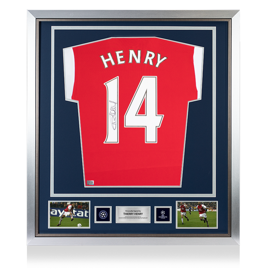 Thierry Henry Official UEFA Champions League Back Signed and Framed Arsenal 2021-22 Home Shirt UEFA Club Competitions Online Store