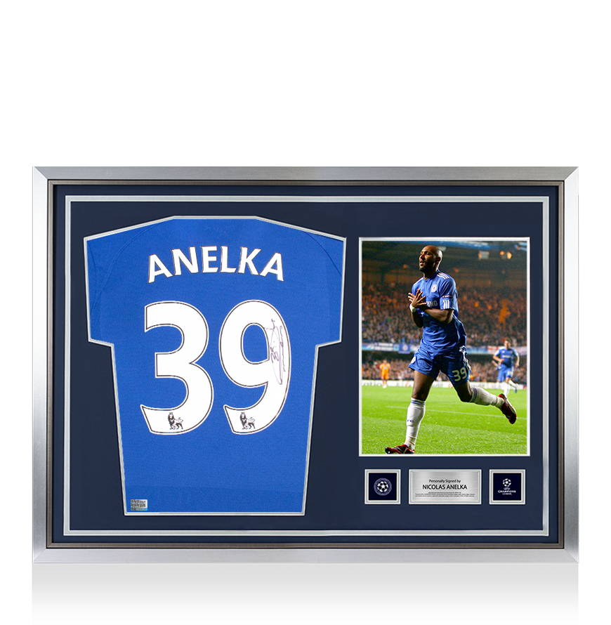 Nicolas Anelka Official UEFA Champions League Back Signed and Hero Framed Modern Chelsea FC Home Shirt UEFA Club Competitions Online Store