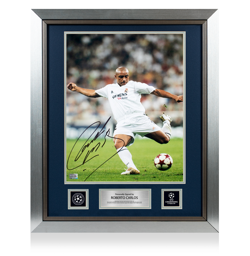 Roberto Carlos Official UEFA Champions League Signed and Framed Real Madrid CF Photo: Los Blancos Icon UEFA Club Competitions Online Store