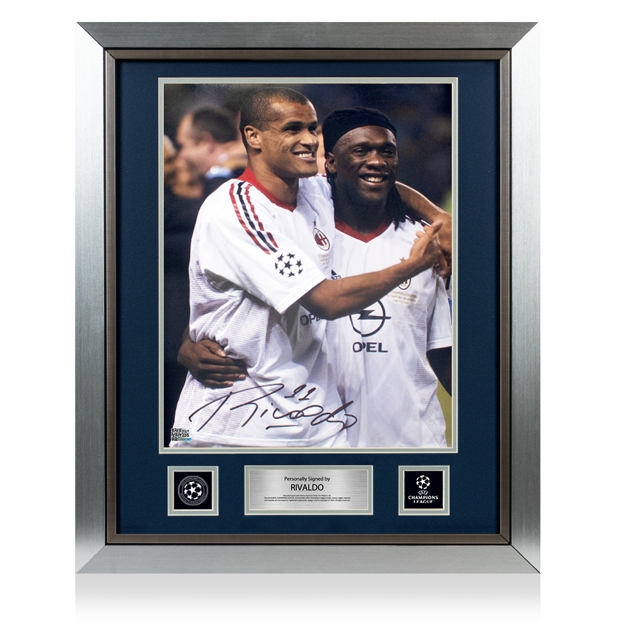 Rivaldo Official UEFA Champions League Signed and Framed AC Milan Photo: 2003 Winner UEFA Club Competitions Online Store