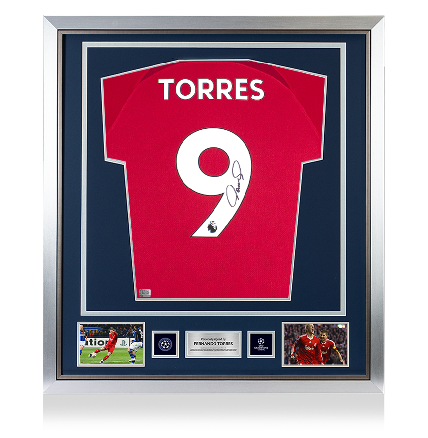 Fernando Torres Official UEFA Champions League Back Signed and Framed Liverpool FC 2022-23 Home Shirt UEFA Club Competitions Online Store