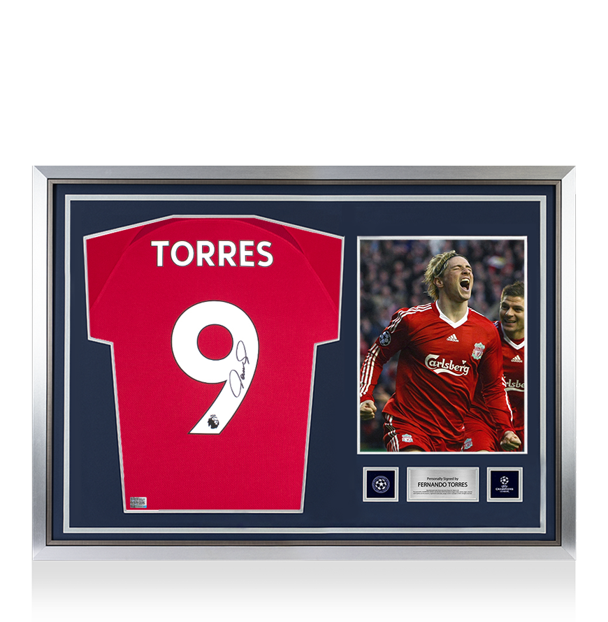 Fernando Torres Official UEFA Champions League Back Signed and Hero Framed Liverpool FC 2022-23 Home Shirt UEFA Club Competitions Online Store
