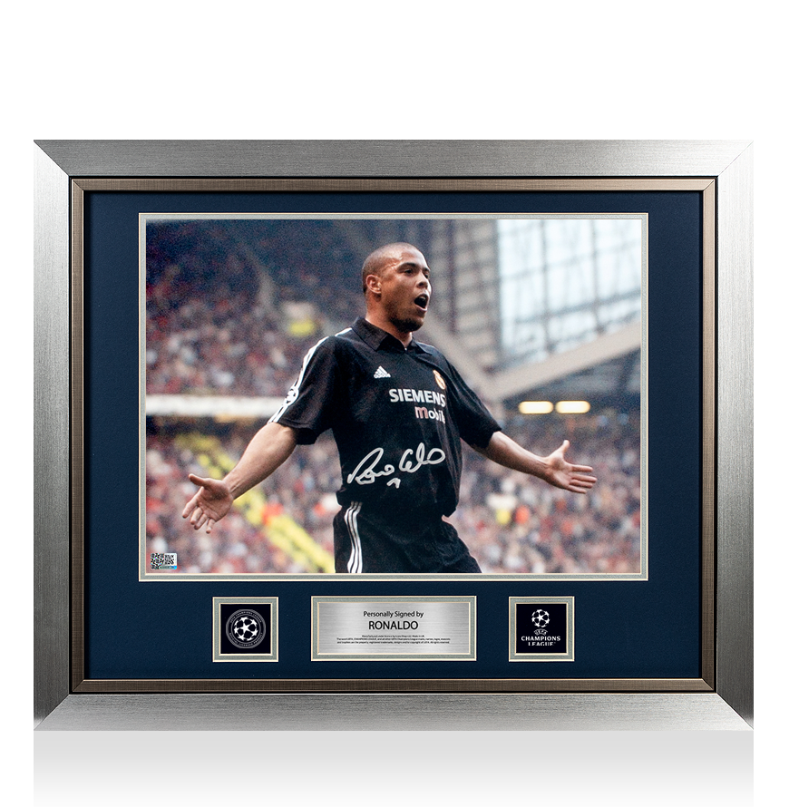 Ronaldo Official UEFA Champions League Signed and Framed Real Madrid CF Photo: Iconic Old Trafford Hat-trick UEFA Club Competitions Online Store