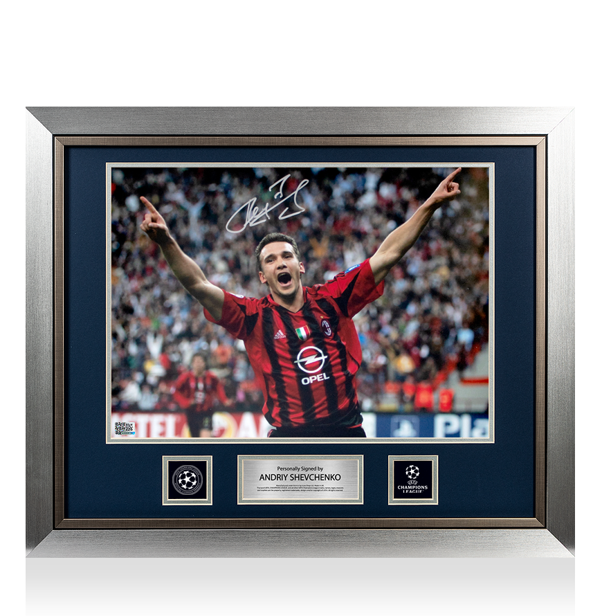 Andriy Shevchenko Official UEFA Champions League Signed and Framed AC Milan Photo: UEFA Champions League Icon UEFA Club Competitions Online Store