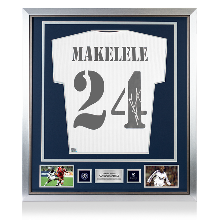 Claude Makelele Official UEFA Champions League Back Signed and Framed Real Madrid CF Icon Shirt with Fan Style Numbers UEFA Club Competitions Online Store