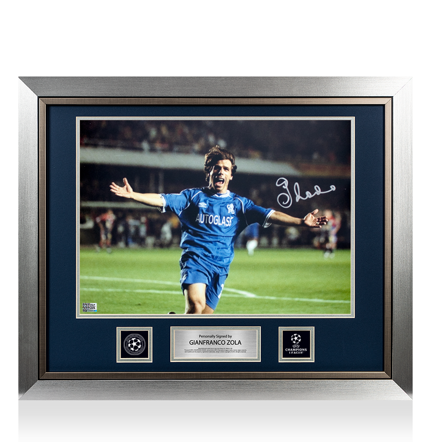 Gianfranco Zola Official UEFA Champions League Signed and Framed Chelsea FC Photo: UEFA Champions League Goal UEFA Club Competitions Online Store