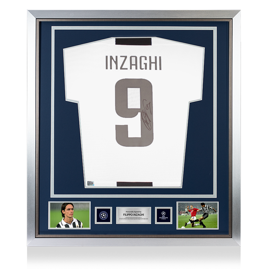 Filippo Inzaghi Official UEFA Champions League Back Signed and Framed Juventus 2018-19 Home Shirt With Fan Style Numbers UEFA Club Competitions Online Store