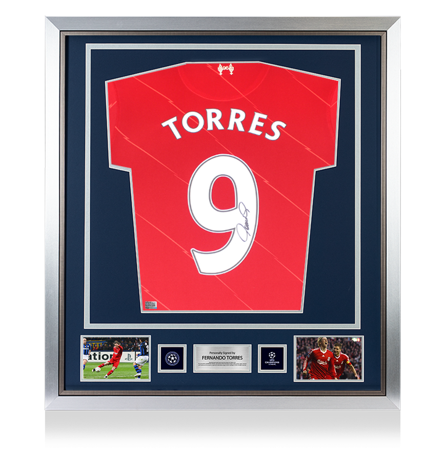 Fernando Torres Official UEFA Champions League Back Signed and Framed Liverpool FC 2021-22 Home Shirt UEFA Club Competitions Online Store