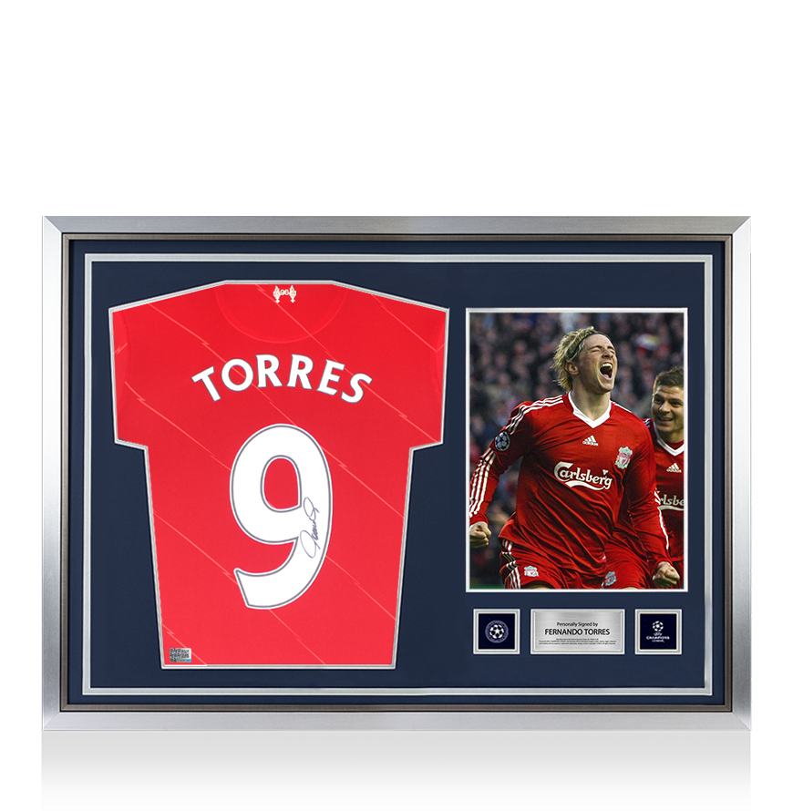 Fernando Torres Official UEFA Champions League Back Signed and Hero Framed Liverpool FC 2021-22 Home Shirt UEFA Club Competitions Online Store