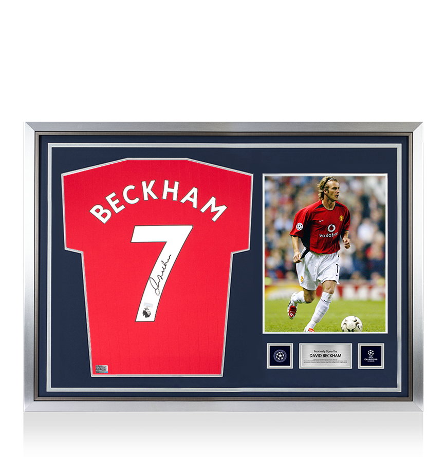 David Beckham Official UEFA Champions League Back Signed and Hero Framed Manchester United 2022-23 Home Shirt UEFA Club Competitions Online Store