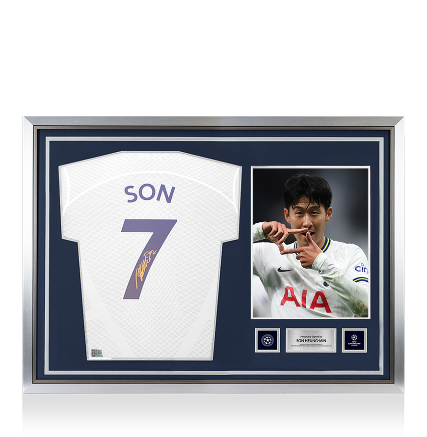 Fils de la Ligue des champions du fils Heung-Min en arrière de la Ligue des champions de l&#39;UEFA et héros encadré Tottenham Hotspur 2022-23