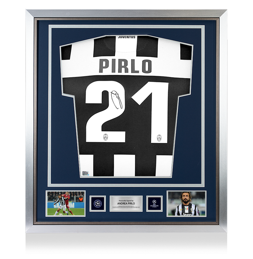 Andrea Pirlo Official UEFA Champions League Back Signed and Framed Juventus 2012-13 Home Shirt: Scudetto Edition