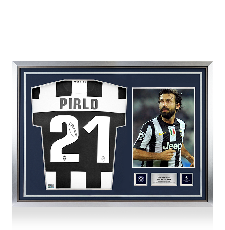 Andrea Pirlo Official UEFA Champions League Back Signed and Hero Framed Juventus 2012-13 Home Shirt: Scudetto Edition