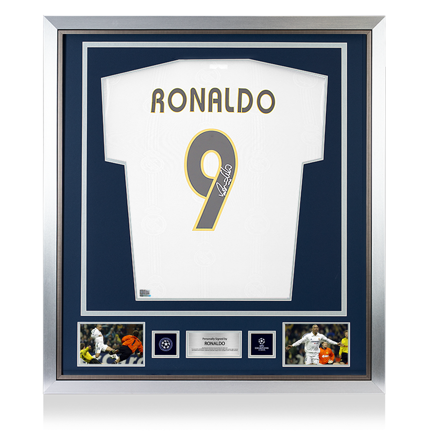 Ronaldo Official UEFA Champions League Back Signed and Framed Real Madrid CF Modern Home Shirt