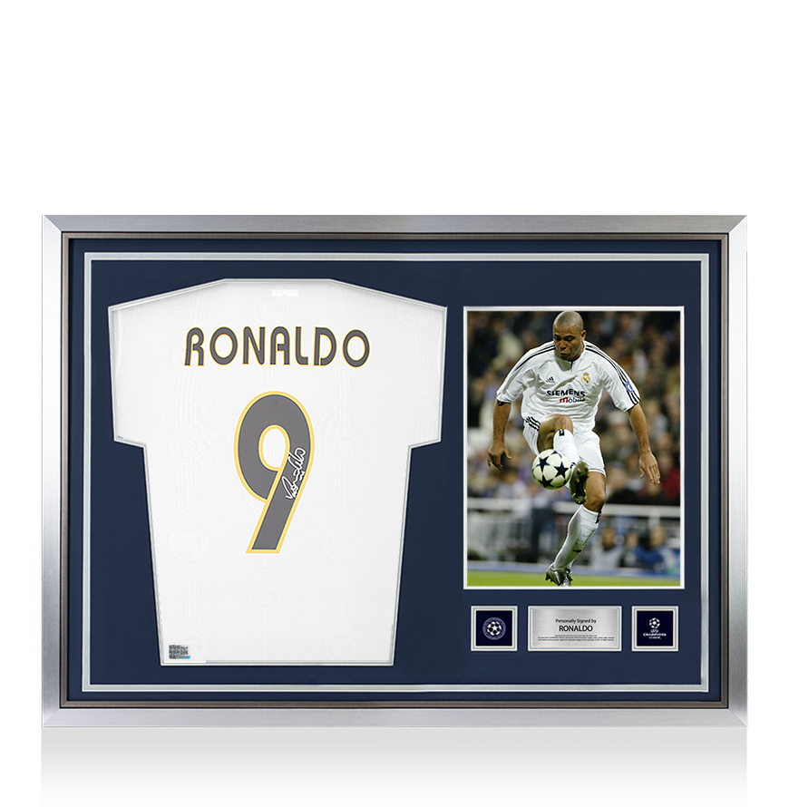 Ronaldo Official UEFA Champions League Back Signed and Hero Framed Real Madrid CF Modern Home Shirt