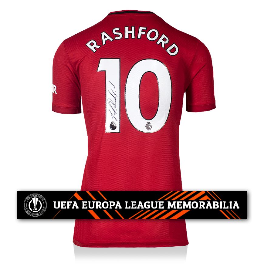 Marcus Rashford Official UEFA Europa League Signed Manchester United 2019-20 Home Shirt