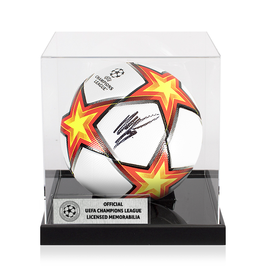 Memphis Depay Official UEFA Champions League Signed Football In Acrylic Case UEFA Club Competitions Online Store