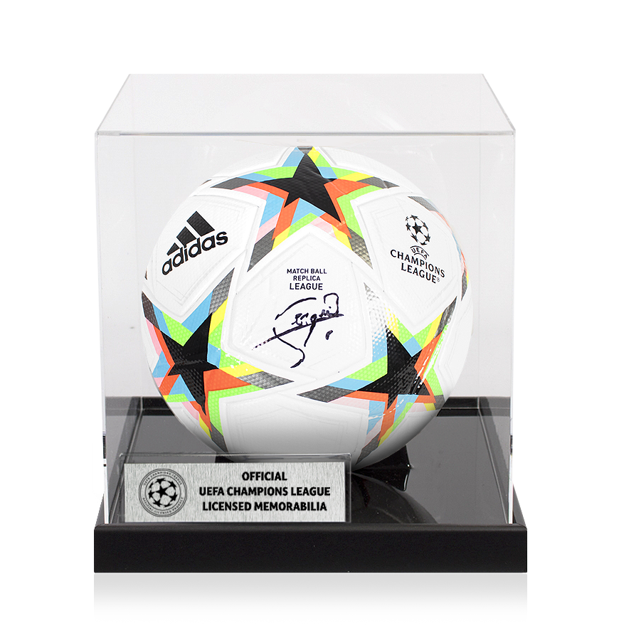Sergio Busquets Official UEFA Champions League Signed Football In Acrylic Case UEFA Club Competitions Online Store