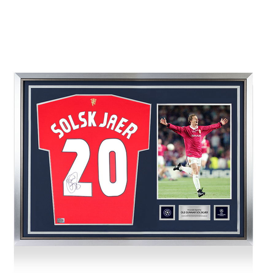 Ole Gunnar Solskjaer Official UEFA Champions League Back Signed and Hero Framed Manchester United 2021-22 Home Shirt UEFA Club Competitions Online Store
