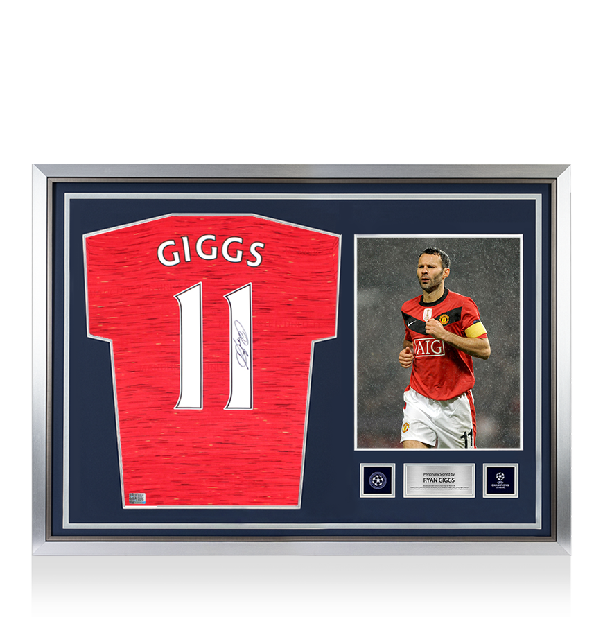 Ryan Giggs Official UEFA Champions League Back Signed and Hero Framed Manchester United 2020-21 Home Shirt UEFA Club Competitions Online Store
