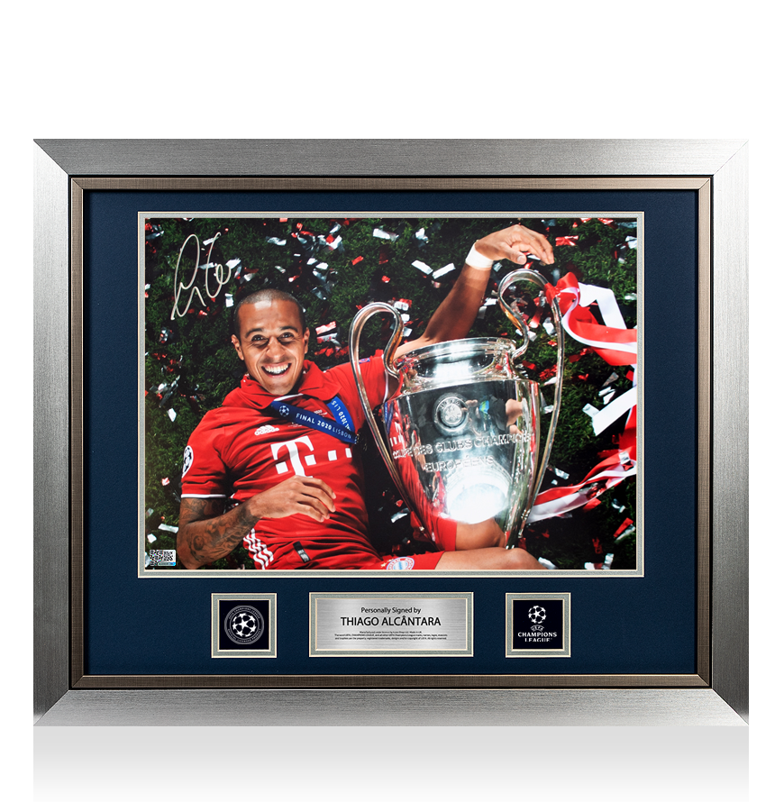 THIAGO Alcantara UEFA Champions League firmado y enmarcado FC Bayern Munich Foto: Ganador